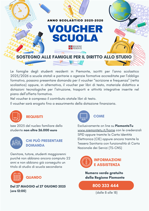 Diritto allo studio - VOUCHER SCUOLA 2025/2026