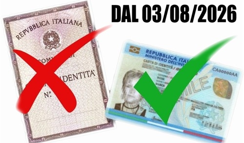 Fine validità della Carta dIdentità cartacea dal 3 agosto 2026